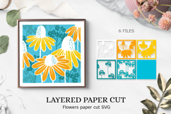 Flower layered paper cut SVG design/ layered papercut Product Image 1