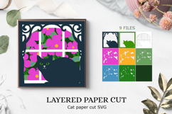 Cat with flowers svg / cat 3D shadow box Product Image 1