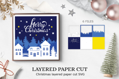 Layered papercut Christmas card / cut files SVG Product Image 1