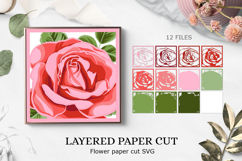 3D Red Rose SVG / Red Roses layered paper cut template Product Image 1