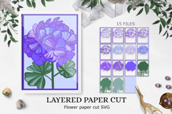 Blue Flower Layered papercut / Cricut flower 3d svg Product Image 1