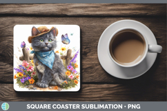 GorgeousCats Bandana Summer Square Coaster design.