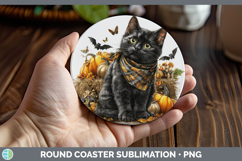 GorgeousCats Boho Autumn Round Coaster design.