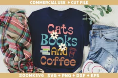 Cats Books and coffee SVG, Book Lover SVG, Book SVG Product Image 2