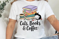 Cats Books &amp; Coffee Sublimation PNG Product Image 2