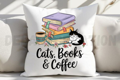 Cats Books &amp; Coffee Sublimation PNG Product Image 4