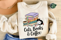 Cats Books &amp; Coffee Sublimation PNG Product Image 3