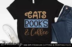 Cats Books Coffee SVG PNG EPS DXF Paw Prints SVG Cat Mom SVG Product Image 2