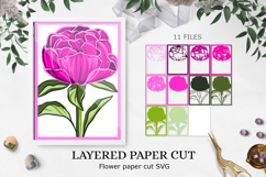 Beautiful peonies SVG/ Bouquet of peonies layered paprtcut Product Image 1