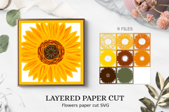 Sunflower layered paper cut /Sunflower 3D SVG Product Image 1