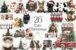 Cats Christmas Sublimation Clipart Product Image 1