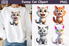 Funny Cats Clipart | Cute Cartoon Cats Sublimation Product Image 1