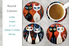 Cats Color Round Coaster, digital collage sheet Product Image 1