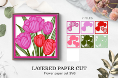 Bouquet of tulips paper cut / 3D cut file flower Product Image 1
