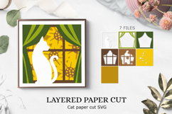 Cat with Sunflower svg / cat 3D shadow box Product Image 1