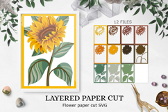 Sunflower layered papercut / sunflower paper cut 3D Product Image 1