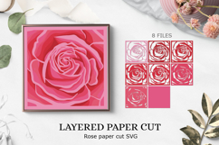 Rose layered paper cut SVG flower / layered paper cut / 3D Product Image 1