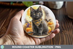 GorgeousCats Halloween Bandana Round Coaster design.
