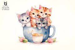 cats in cups watercolor sublimation Bundle Product Image 6