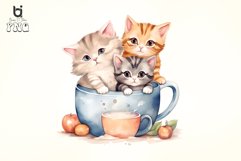 cats in cups watercolor sublimation Bundle Product Image 8