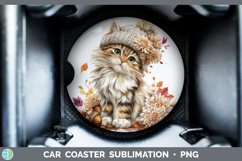 GorgeousCats Knit Hat Car Coaster design.