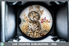 GorgeousCats Knit Hat Car Coaster design.