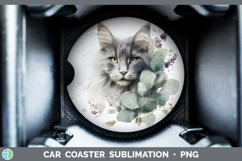 GorgeousCats Lavender and Eucalyptus Car Coaster design.