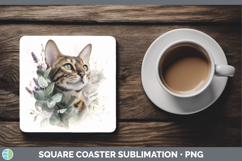 GorgeousCats Lavender and Eucalyptus Square Coaster design.
