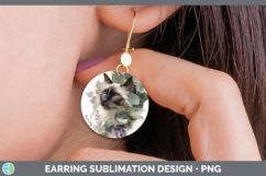 GorgeousCats Lavender and Eucalyptus Round Earrings design.