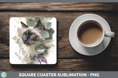 GorgeousCats Lavender and Eucalyptus Square Coaster design.