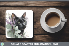 GorgeousCats Lavender and Eucalyptus Square Coaster design.