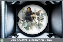 GorgeousCats Lavender and Eucalyptus Car Coaster design.