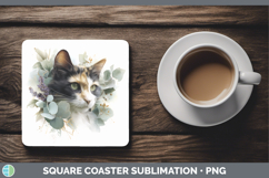 GorgeousCats Lavender and Eucalyptus Square Coaster design.