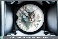 GorgeousCats Lavender and Eucalyptus Car Coaster design.