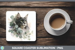 GorgeousCats Lavender and Eucalyptus Square Coaster design.