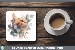 GorgeousCats Lavender and Eucalyptus Square Coaster design.