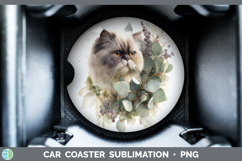 GorgeousCats Lavender and Eucalyptus Car Coaster design.
