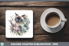 GorgeousCats Lavender and Eucalyptus Square Coaster design.