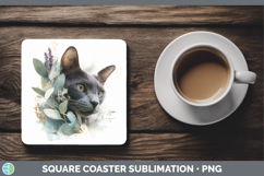 GorgeousCats Lavender and Eucalyptus Square Coaster design.