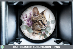 GorgeousCats Lavender and Eucalyptus Car Coaster design.