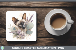 GorgeousCats Lavender and Eucalyptus Square Coaster design.