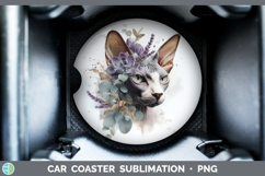 GorgeousCats Lavender and Eucalyptus Car Coaster design.