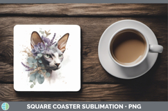 GorgeousCats Lavender and Eucalyptus Square Coaster design.