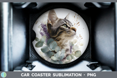 GorgeousCats Lavender and Eucalyptus Car Coaster design.