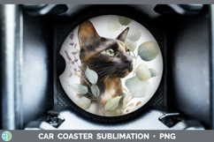 GorgeousCats Lavender and Eucalyptus Car Coaster design.