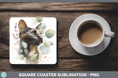GorgeousCats Lavender and Eucalyptus Square Coaster design.