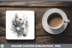 GorgeousCats Lavender and Eucalyptus Square Coaster design.