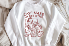 Cats Make My Life Better SVG Cozy Retro Cat Lover PNG Print Product Image 3