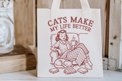 Cats Make My Life Better SVG Cozy Retro Cat Lover PNG Print Product Image 2