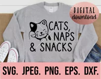 Cats Naps Snacks SVG - Cat Mom Design - Cat Face SVG File Product Image 2